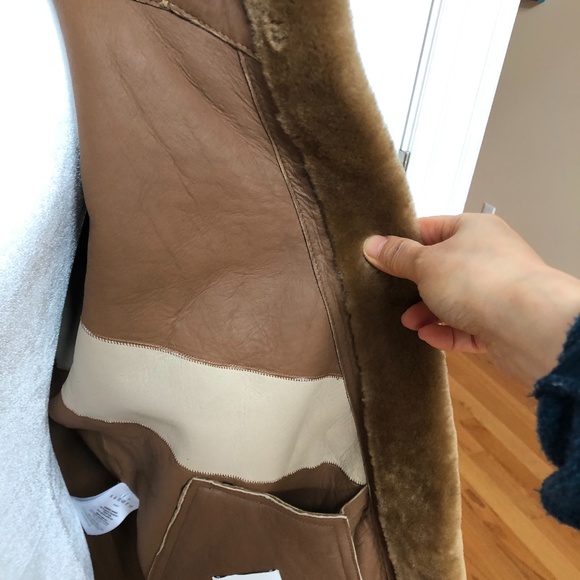 Cropped Brown Chevron-stripe Shearling Jacket - Picture 11 of 13